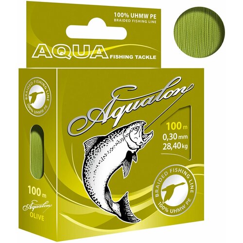 aqua леска плетёная aqua aqualon olive d 0 18 мм 100 м нагрузка 13 6 кг Плетеный шнур AQUA AQUALON 100m (olive) d 0,30mm