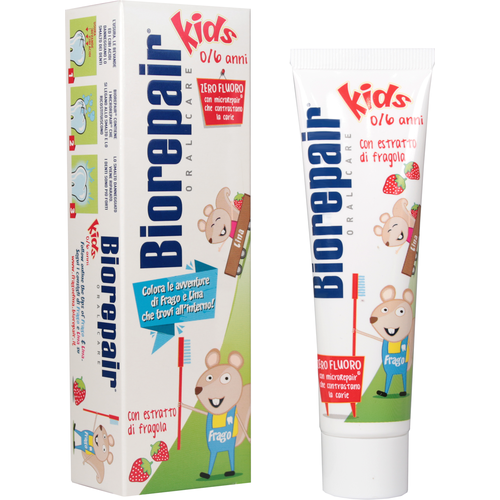 Зубная паста Biorepair Kids со вкусом земляники (от 0 до 6 лет) зубная паста biorepair kids с экстрактом земляники для детей от 0 до 6 лет