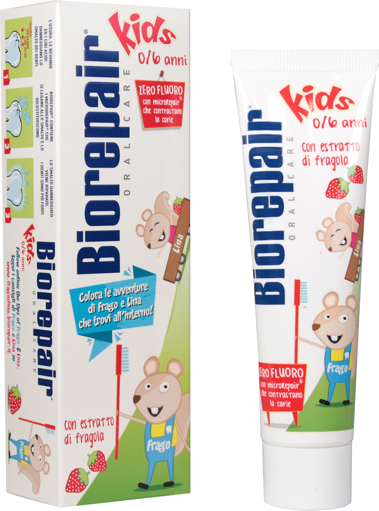 Зубная паста Biorepair Kids со вкусом земляники (от 0 до 6 лет)