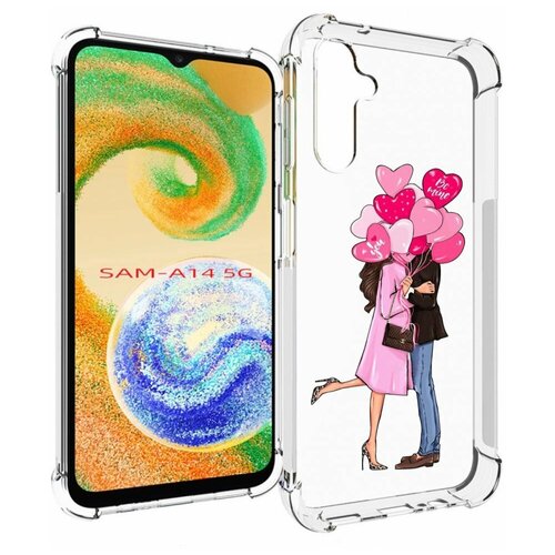 Чехол MyPads девушка-с-парнем-сердечки женский для Samsung Galaxy A14 4G/ 5G задняя-панель-накладка-бампер