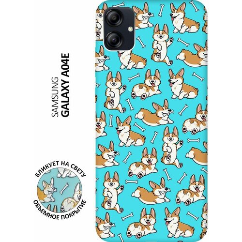 Матовый чехол Corgi Pattern для Samsung Galaxy A04e / Самсунг А04е с 3D эффектом мятный матовый чехол corgi pattern для samsung galaxy a54 5g самсунг а54 с 3d эффектом мятный