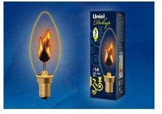 фото Uniel свеча декоративная "эффект пламени" E14 3W прозр. IL-N-C35-3/RED-FLAME/E14/CL (3 шт.)