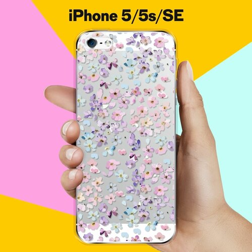 Силиконовый чехол Цветочки на Apple iPhone 5/iPhone 5S/iPhone SE