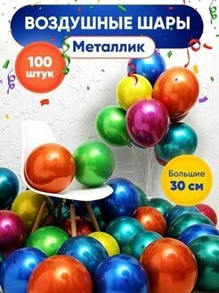 Воздушные шары металлик с днем рождения шарики для праздника 100 шт