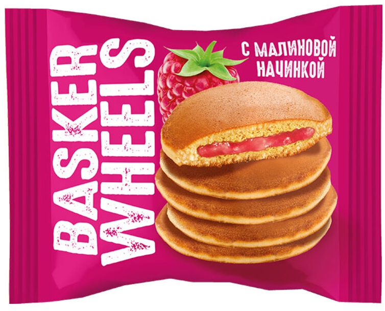 Basker Wheels, pancake с джемом с соком малины, 36 г ( 10 шт )