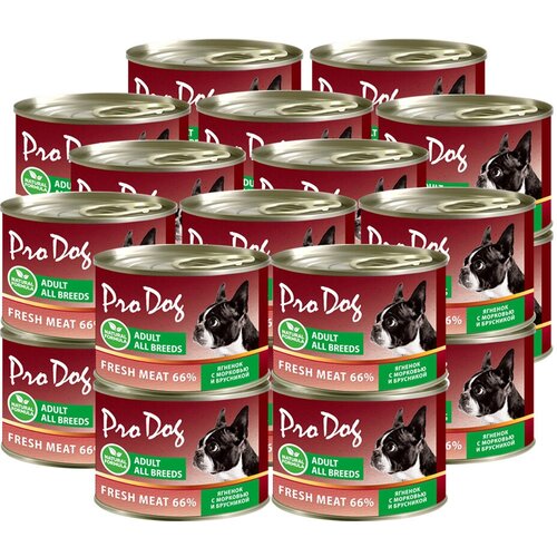 Корм для собак PRO DOG ягненок, морковь, брусника банка 200г (упаковка - 24 шт)