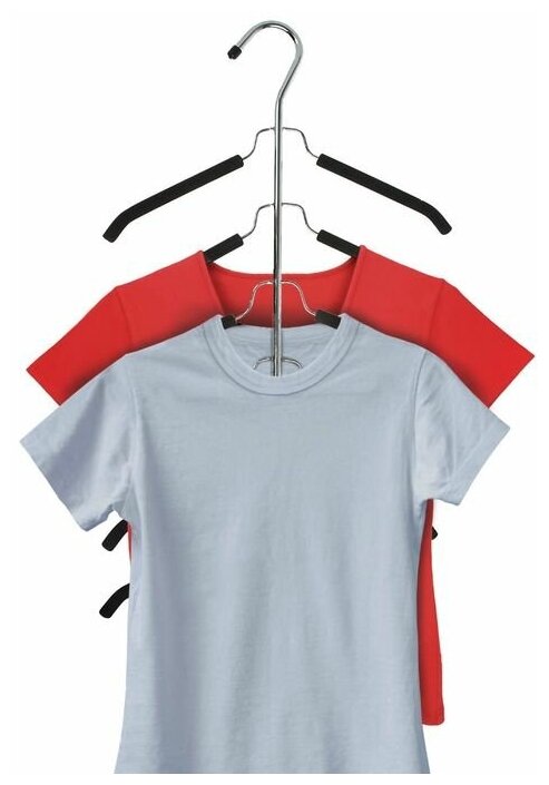 Вешалка-плечики для одежды Доляна, 5-ти уровневая, размер 40-44, антискользящее покрытие, цвет чёрный - фотография № 8