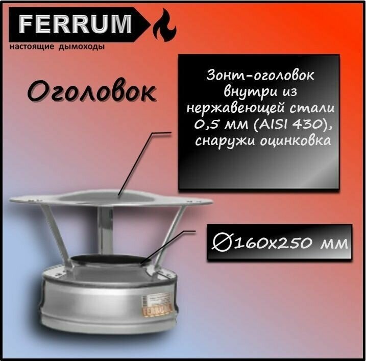 Оголовок (430 0,5 + оцинковка) Ф160х250 Ferrum - фотография № 1