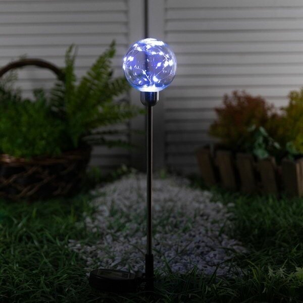 Садовый светильник на солнечной батарее "Шар", 70 см, 20 LED, свечение белое