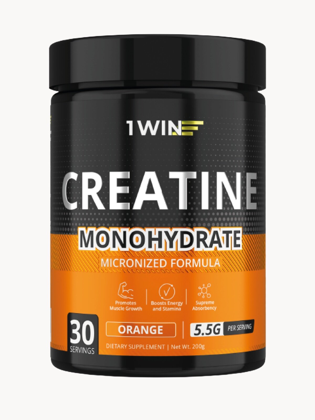 Креатин моногидрат порошок 1WIN, Вкус Манго, 30 порций, спортивное питание для набора массы тела