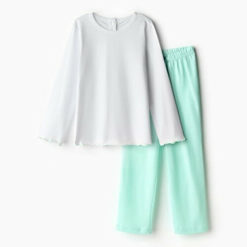 Пижама Minaku, размер 34, белый, зеленый пижама minaku размер 34 розовый зеленый