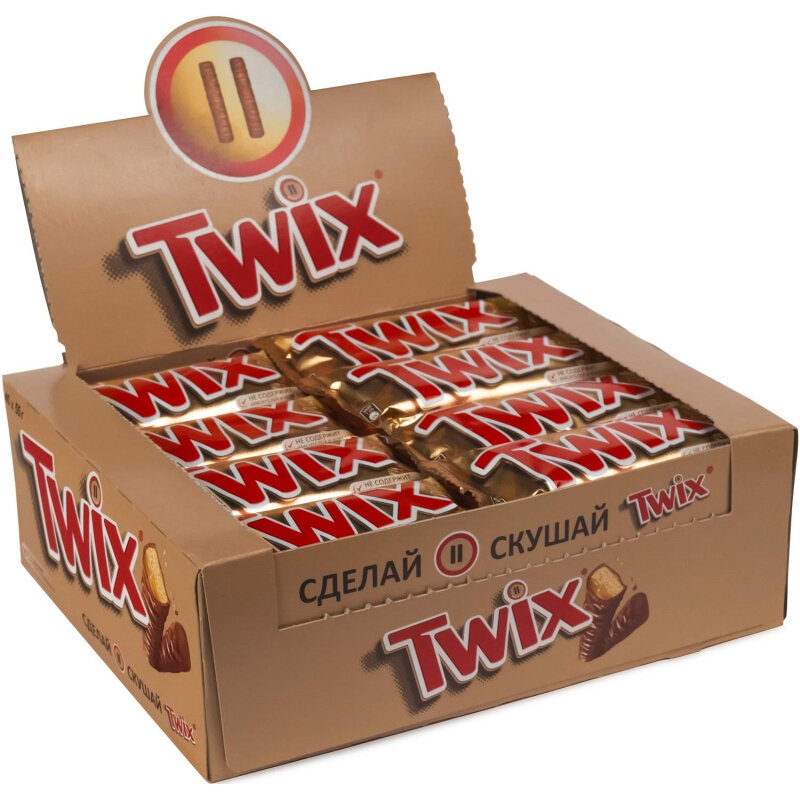 Шоколадный батончик Twix 55г, 4 штуки