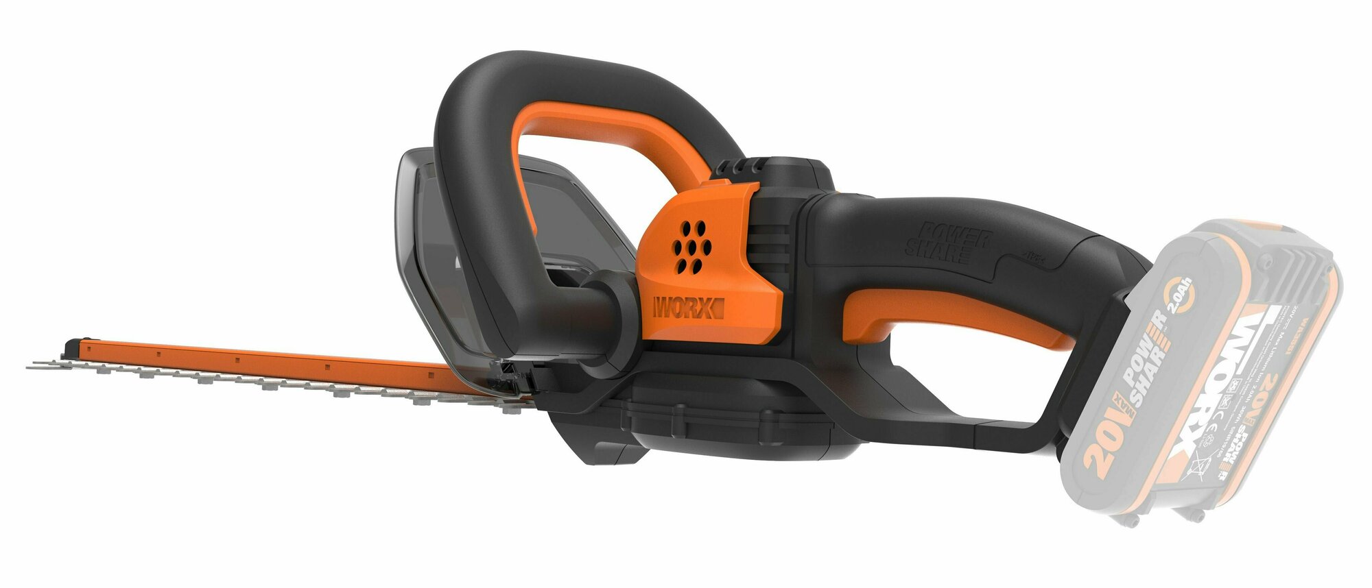 Аккумуляторный кусторез Worx WG264E.9, 20 В, длина 56 см, диаметр среза 20 мм, без АКБ и ЗУ - фотография № 4