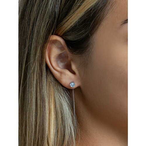 Серьги одиночные Bottega Moscow, бриллиант синтетический, золотой, серебряный