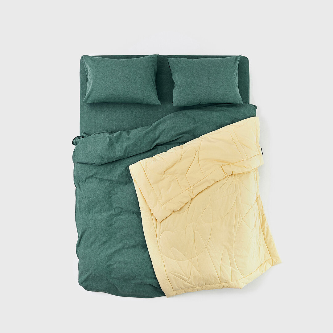 Комплект постельного белья MORФEUS (морфеус) - Melange Grass, 1.5-спальный, вареный хлопок - фотография № 4