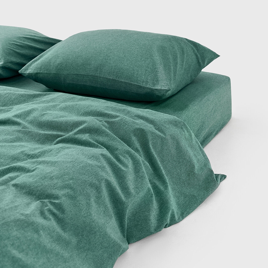 Комплект постельного белья MORФEUS (морфеус) - Melange Grass, 1.5-спальный, вареный хлопок - фотография № 6