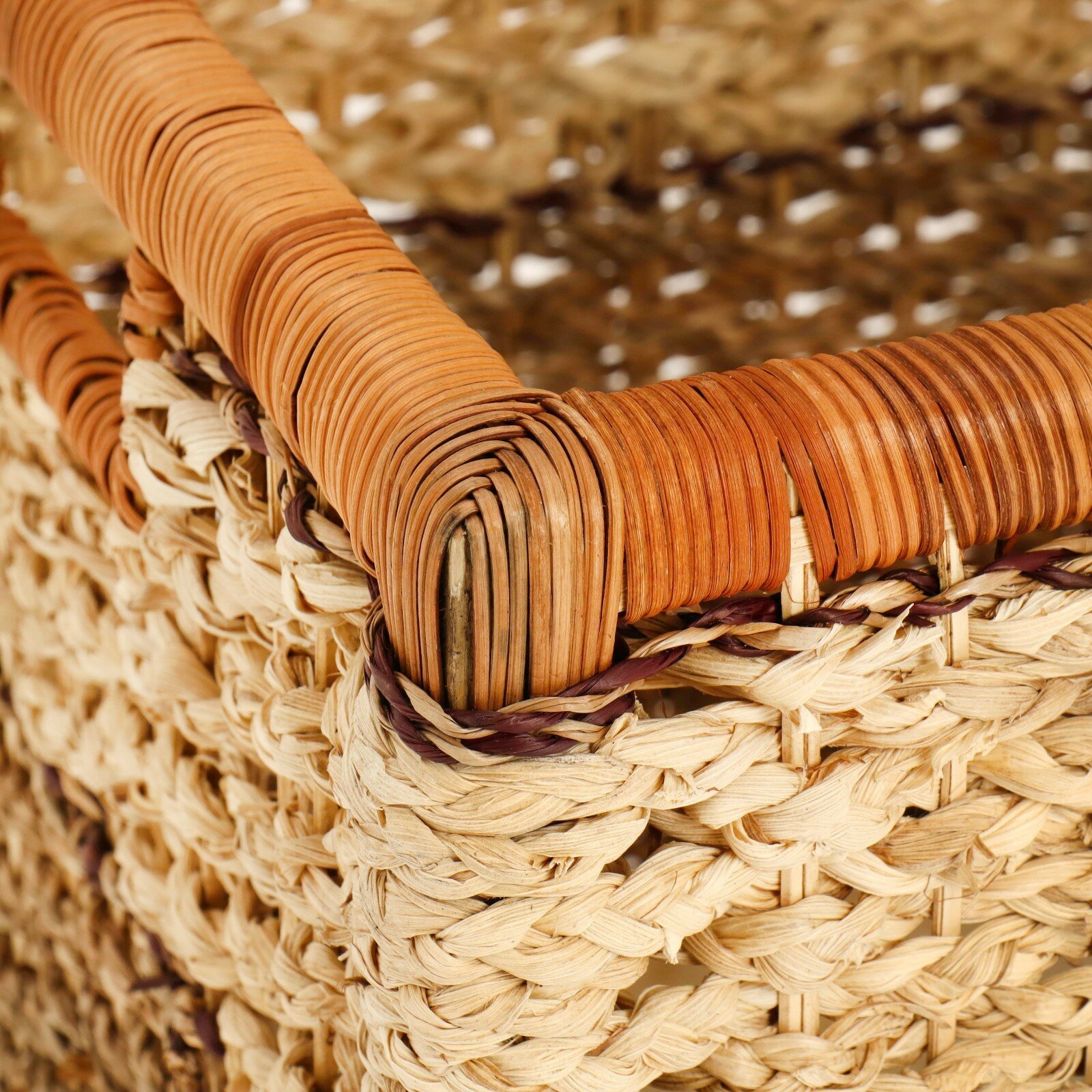 Корзина плетеная, 52х32х35 см, водоросли, кукурузный лист - фотография № 7