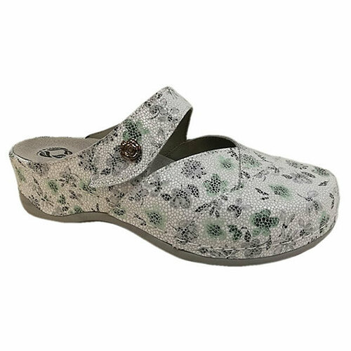 Обувь MUBB женская (сабо) арт.772 белый/принт "голубые цветы" (green) р.38
