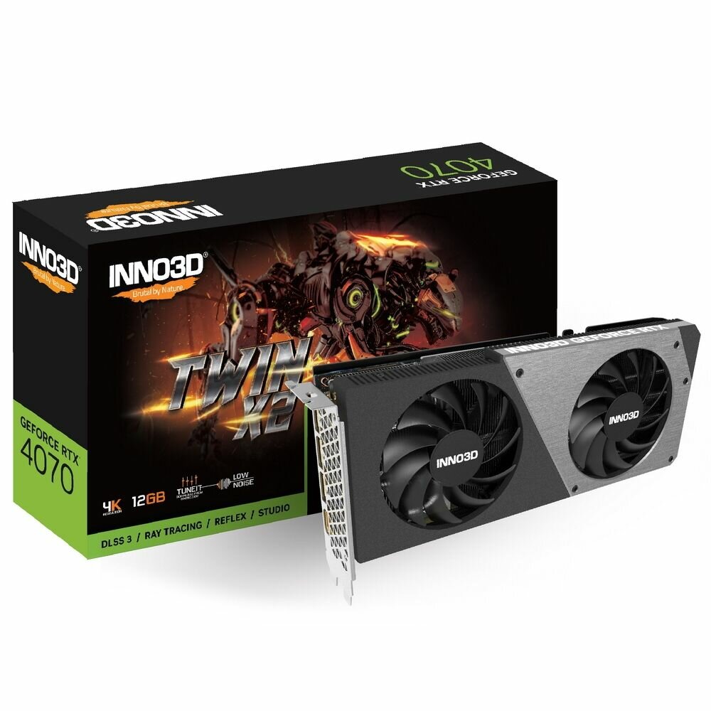 Видеокарта INNO3D RTX4070 TWIN X2 12GB GDDR6X 192-bit DPx3 HDMI 2FAN RTL