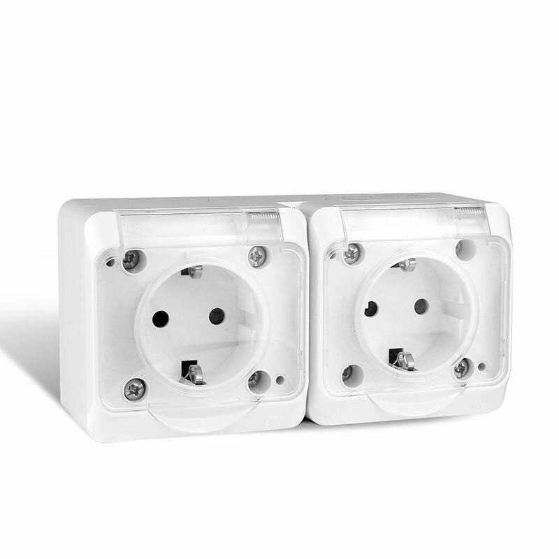 Розетка TOKOV ELECTRIC 2-м ОП Nix 16А IP54 250В с заземл. с прозр. крышкой бел - фото №4