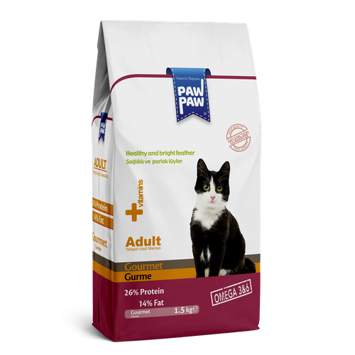 Pawpaw сухой корм для кошек Adult Cat Food Gourmet, 1,5 кг