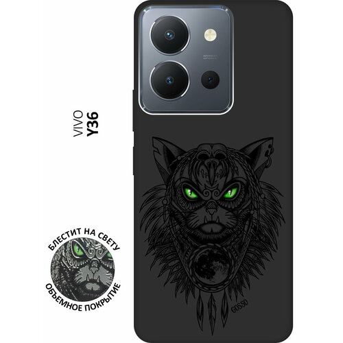 Матовый Soft Touch силиконовый чехол на Vivo Y36, Виво У36 с 3D принтом Shaman Cat черный матовый soft touch силиконовый чехол на vivo y36 виво у36 с 3d принтом grand bull черный