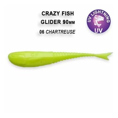 Силиконовая приманка мягкая съедобная Crazy Fish Glider 3.5 90 мм 36-90-6-6 8 шт. силиконовые приманки crazy fish glider 1 2