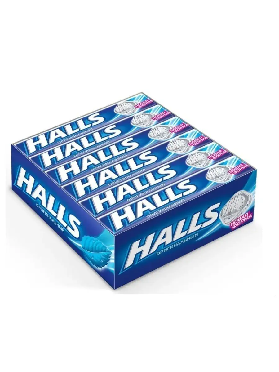 Леденцы Halls Холс Оригинальный синий, 1 упаковка по 12 шт