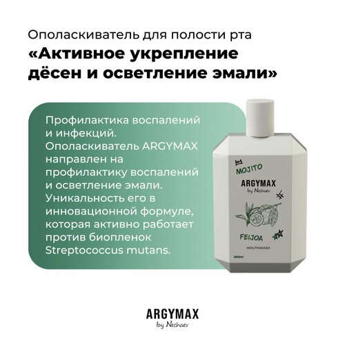 ARGYMAX by Nechaev Ополаскиватель для полости рта 500 мл. зубная паста argymax by nechaev mints 75 мл