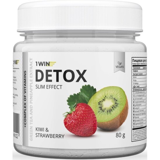 БАД 1WIN Detox Slim Effect Детокс + экстракт зеленого чая вкус Киви- Клубника 32 пор 80 г