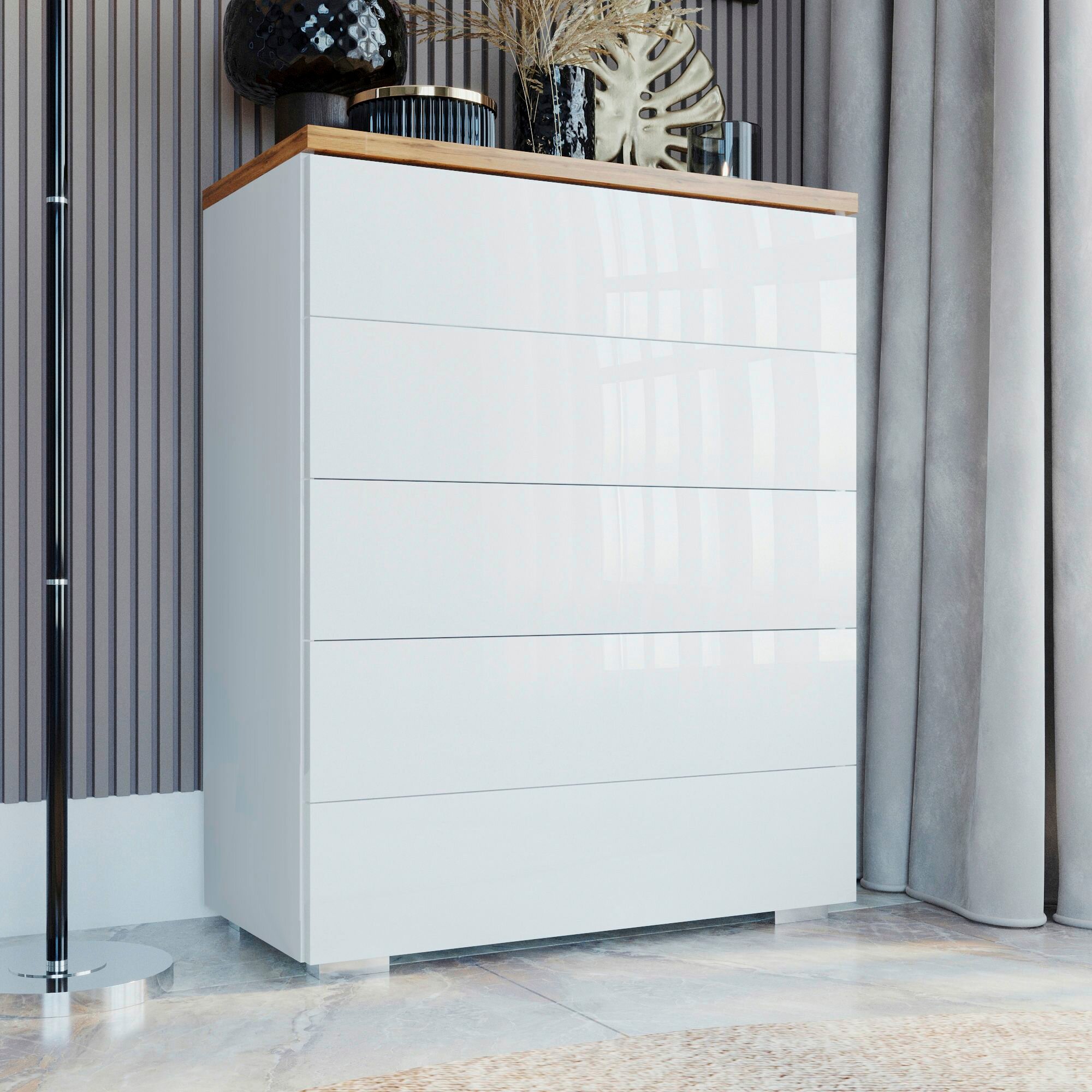 фото Комод для одежды с ящиками (5шт.) Принцесса Мелания 1908 Сахара Белый