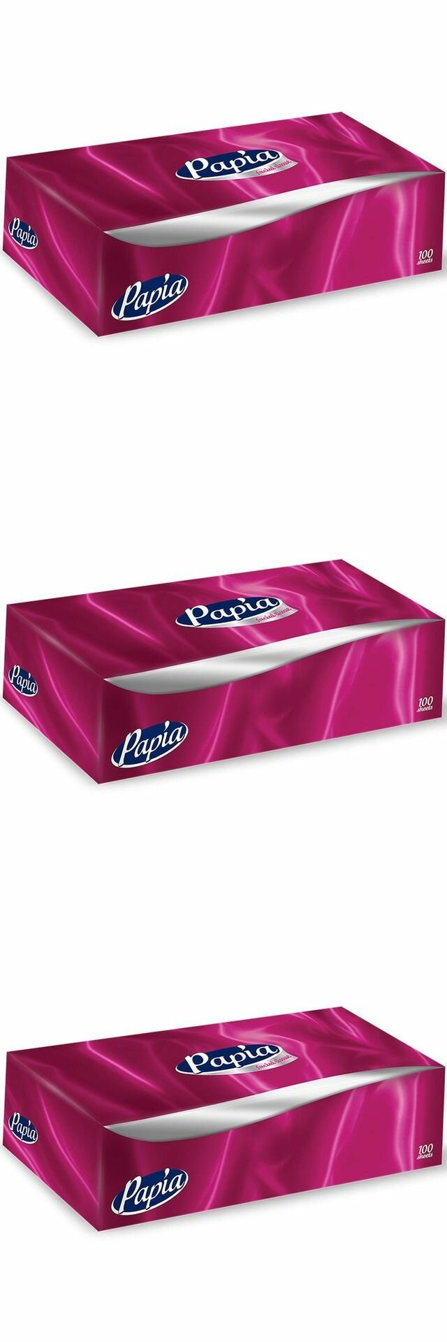 Papia Салфетки для лица двухслойные, 100 штук в упаковке, 3 уп/