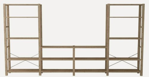 Изображение товара Стеллаж деревянный напольный IKEA Ivar 344х30х179 см, 16 полок, сосна