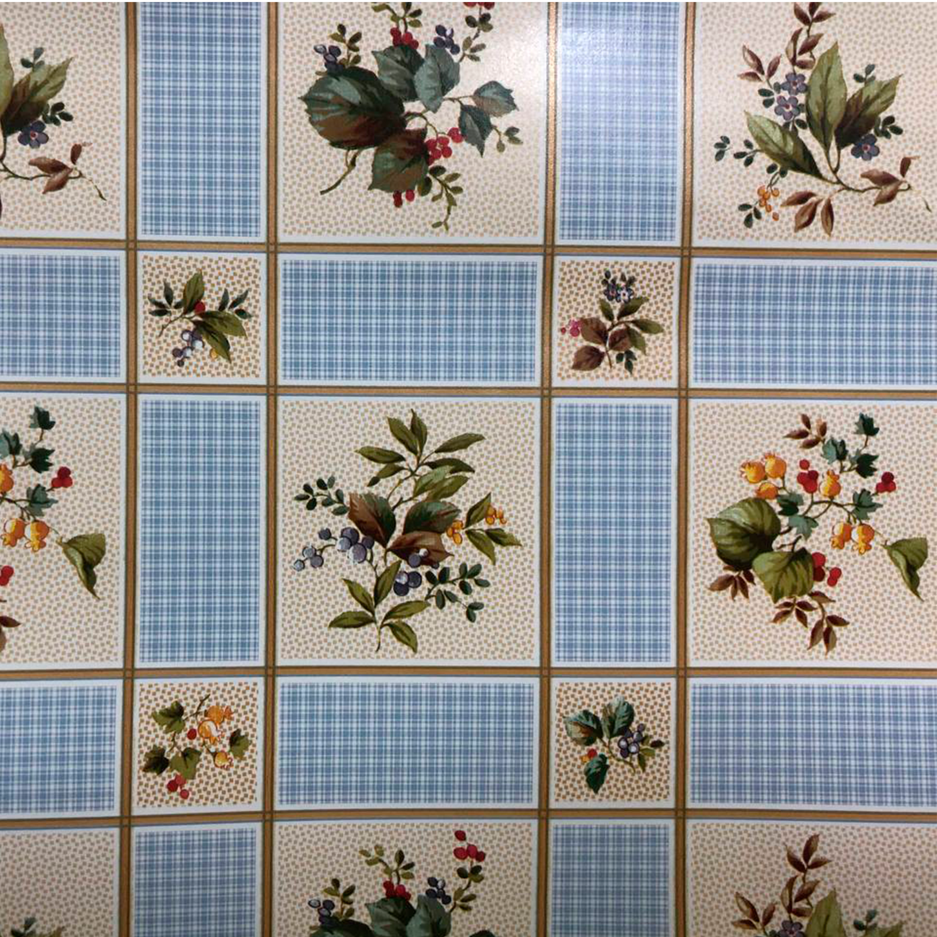 Клеенка на стол Декорама "Букеты синяя" 140х140 см, ПВХ на нетканой основе