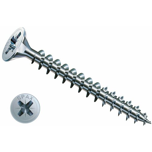 Саморез 6 х40 SPAX 1081010600405 с потайной головкой, полной резьбой и шлицем PZ, покрытие WIROX (1000 шт)