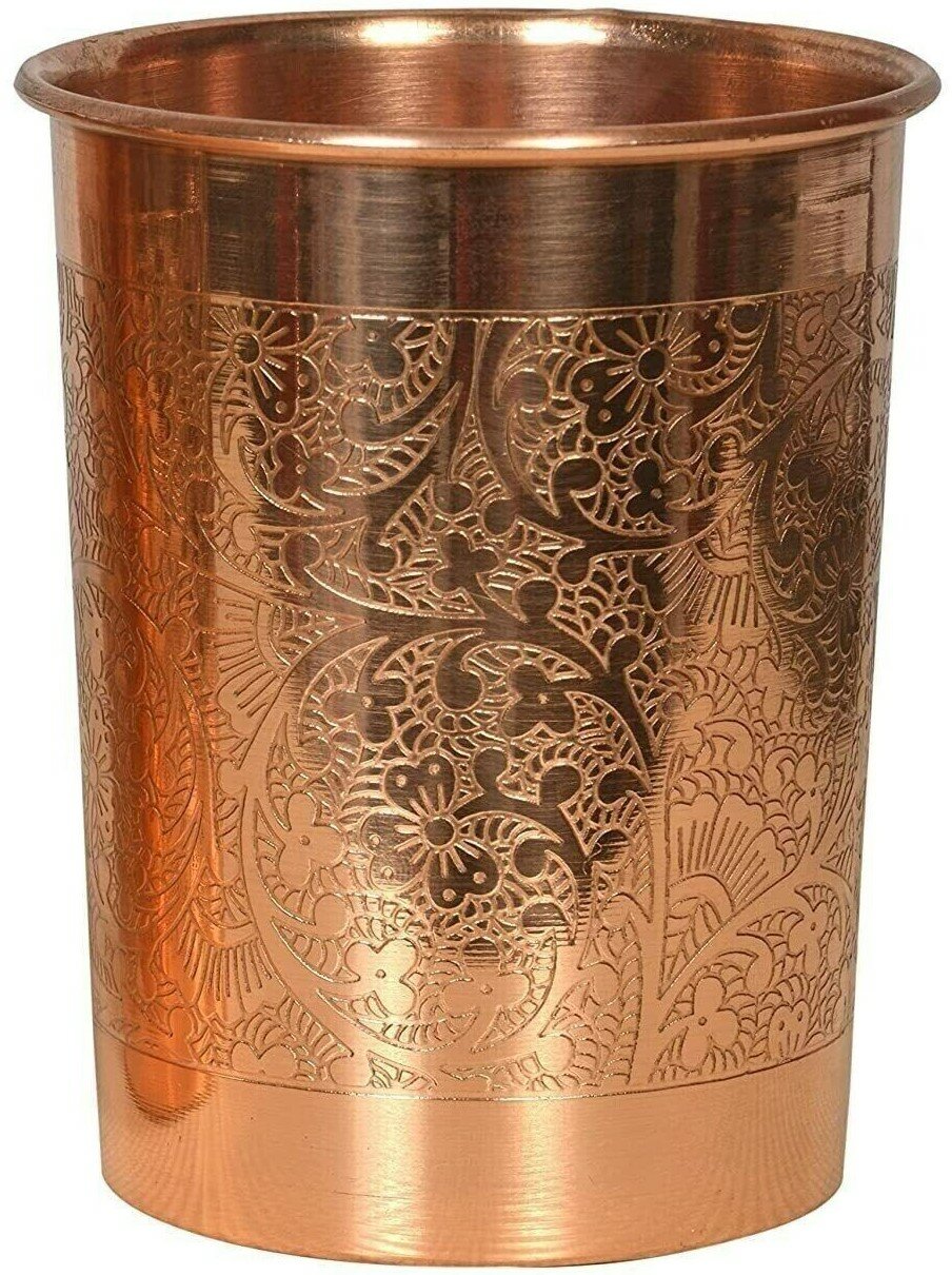 фото Стакан цельно медный с резным узором Ручная работа