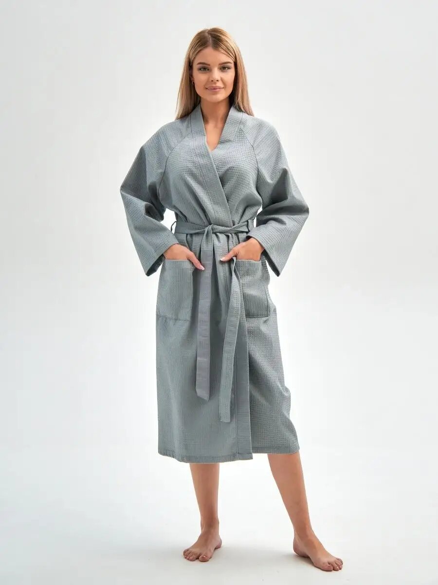 Халат TEXTILEPRO Базовая коллекция, размер XXL, серый — фото 1