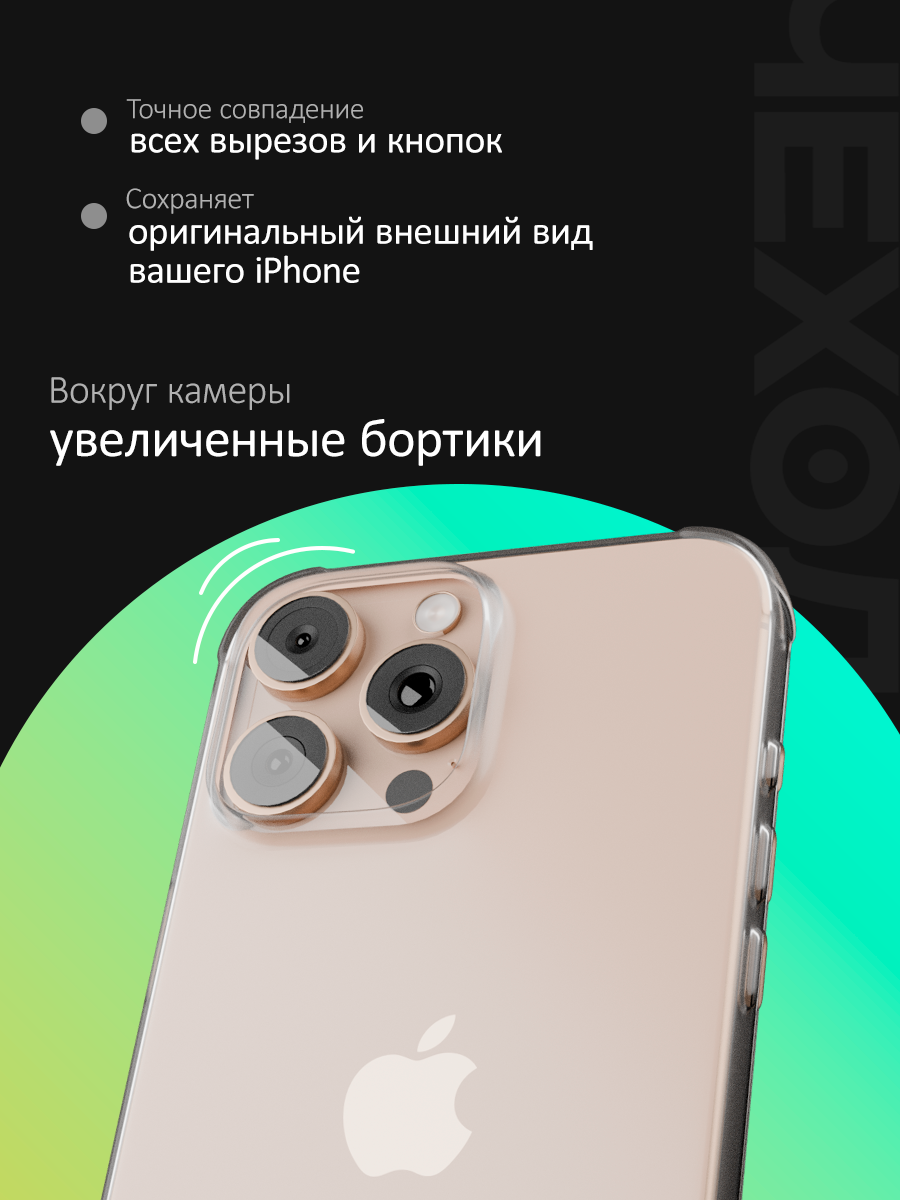 Защитный чехол на iPhone 16 Pro Max с бортами для камеры противоударный / прозрачный / для айфон 16 про макс — фото 1