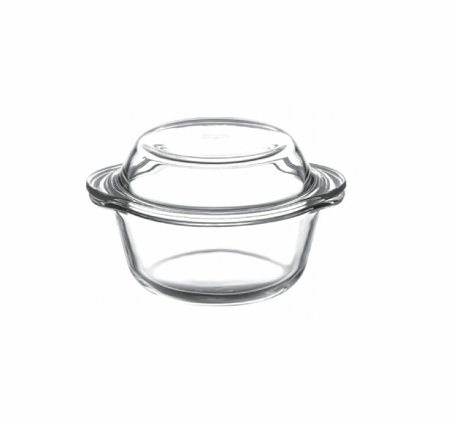 Жаропрочная стеклянная круглая форма с крышкой Borcam 840 мл.