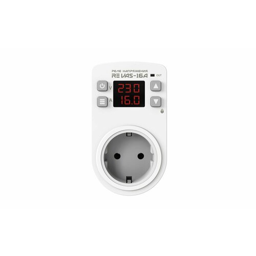 Реле напряжения розеточное с контролем тока RE VAS-16A (DigiTOP) ROSTOKELECTRO