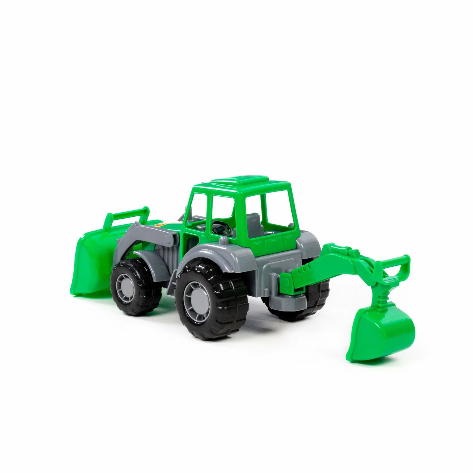 "Мастер", трактор-экскаватор Полесье (серо-зелёный) (в сеточке) — фото 1