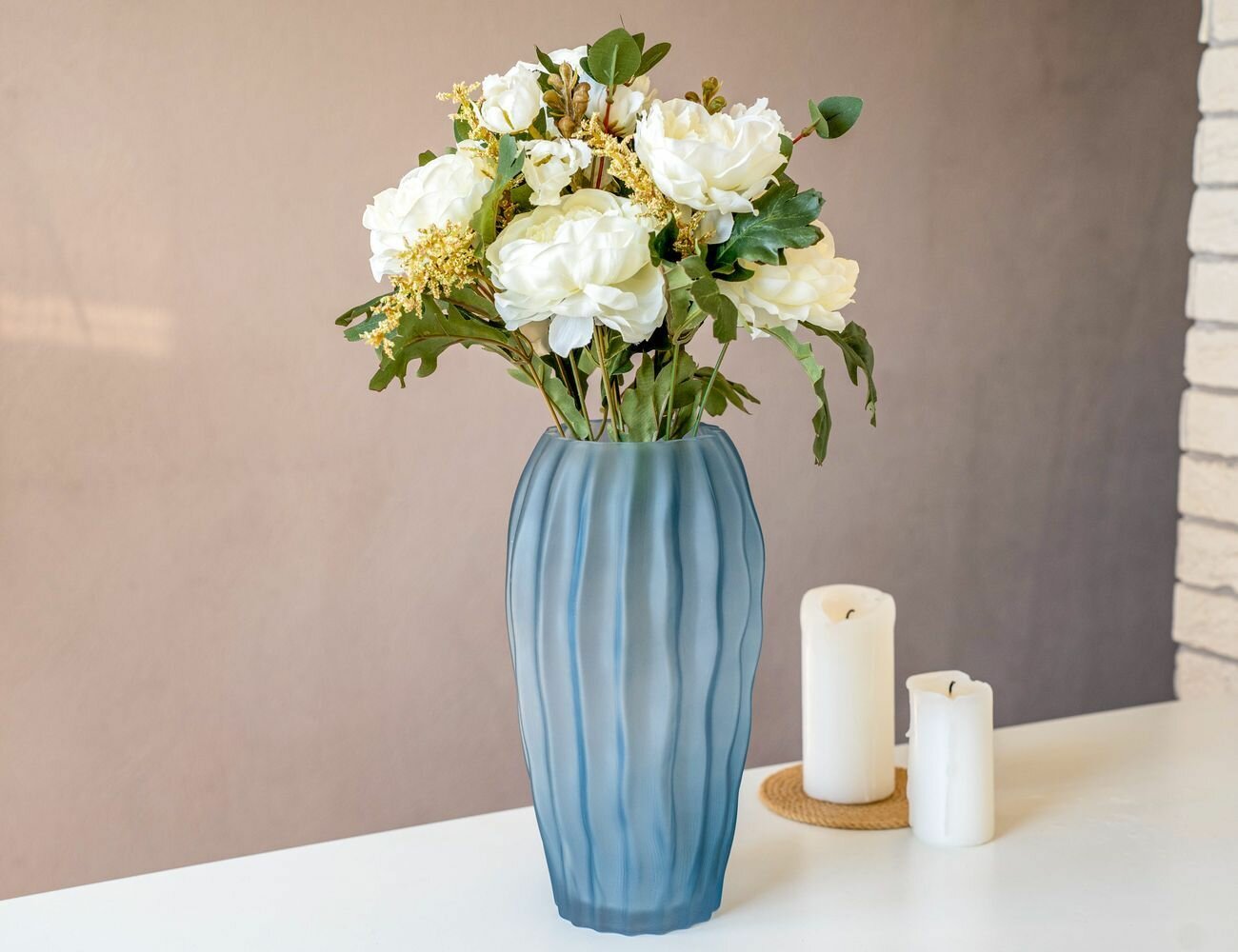 Декоративная ваза фелин, стекло, голубая, 27 см, Edelman 1122493