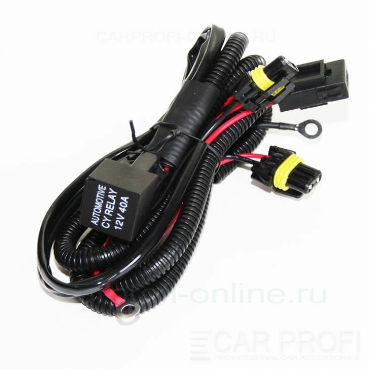 Универсальная проводка CarProfi CP-PU-PTF/H11 H4458 для подключения ксенона в ПТФ от АКБ (40A/12V) — фото 1
