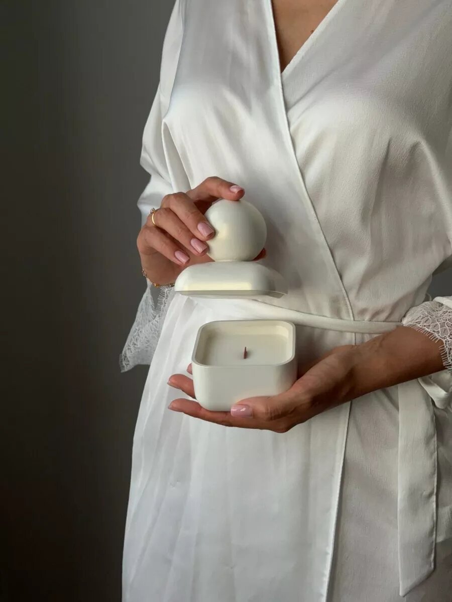 Свеча ароматическая в гипсе с деревянным фитилем, кокосовый воск, Adele l shine — фото 1