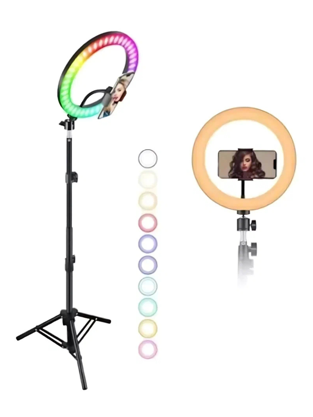 Селфи лампа, кольцевая, RGB, LED, 30 см, 7 цветы — фото 1