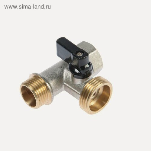 Изображение товара Кран шаровой ZEIN engr, для подключения бытовой техники, 3-х проходной, 1/2"х3/4"х1/2", латунь 514