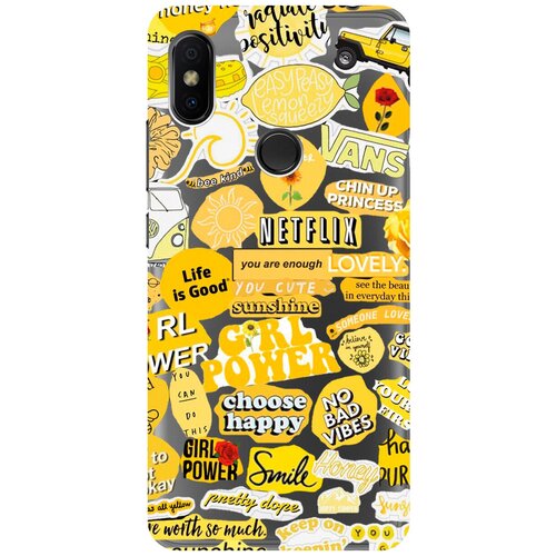 Силиконовый чехол Hippie Stickers на Xiaomi Redmi S2 / Сяоми Редми С2 матовый soft touch силиконовый чехол на xiaomi redmi s2 сяоми редми с2 с 3d принтом gucci stickers черный