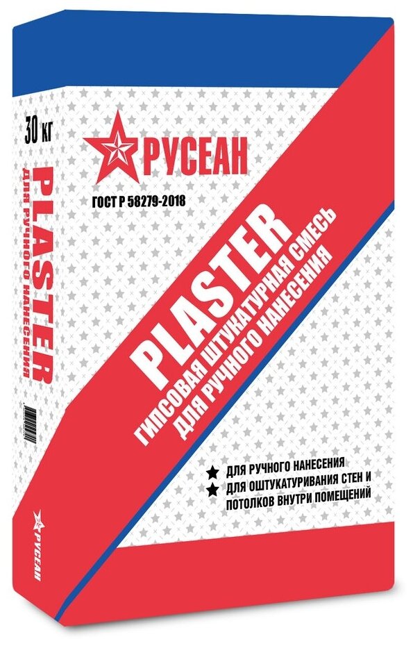 Картинки Русеан Пластер штукатурка гипсовая (30кг) / русеан Plaster сухая гипсовая смесь (30кг)
