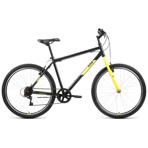 Велосипед ALTAIR MTB HT 26 1.0 (26 7 ск. рост. 19) 2022, черный/желтый, RBK22AL26104 велосипед altair mtb ht 27 5 2 0 disc 27 5 21 ск рост 17 2020 2021 черный серебристый rbkt1mn7q008