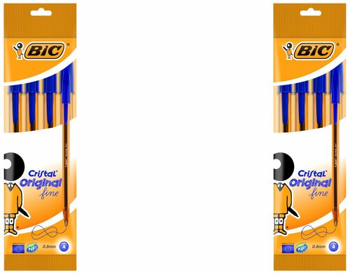 Bic Ручка шариковая Orange Fine синяя, 0.36 мм, 4 шт-2уп.